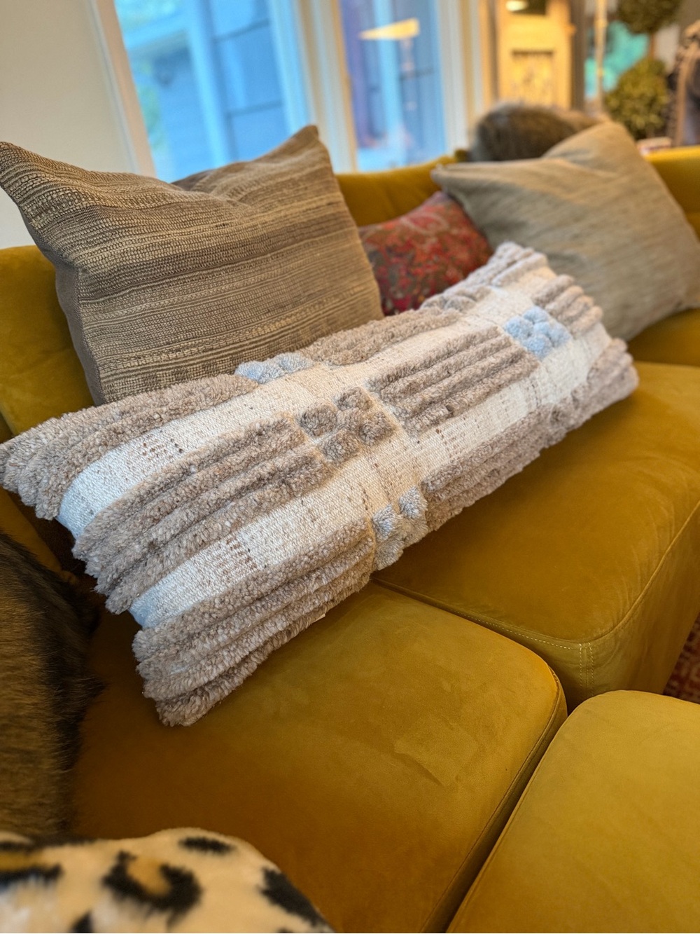 Pottery Barn Neutral Textured Lumbar Pillow - Cream and Brown